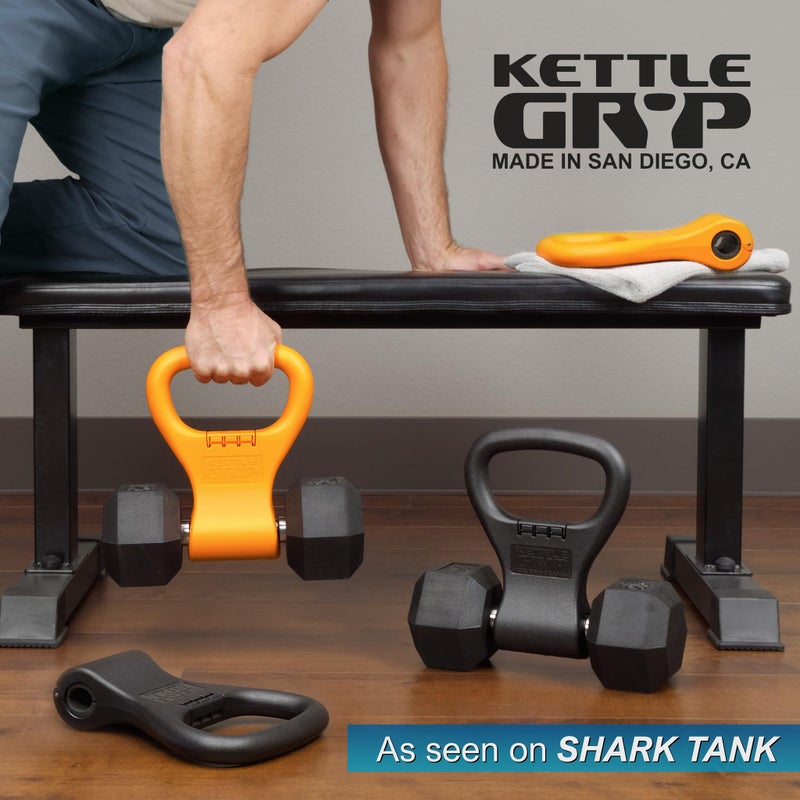 KETTLE GRYP - الأصلي - كما رأينا في SHARK TANK! يحول الدمبل الخاص بك إلى Kettlebell - صنع في الولايات المتحدة الأمريكية - مقبض الدمبل - Image 2